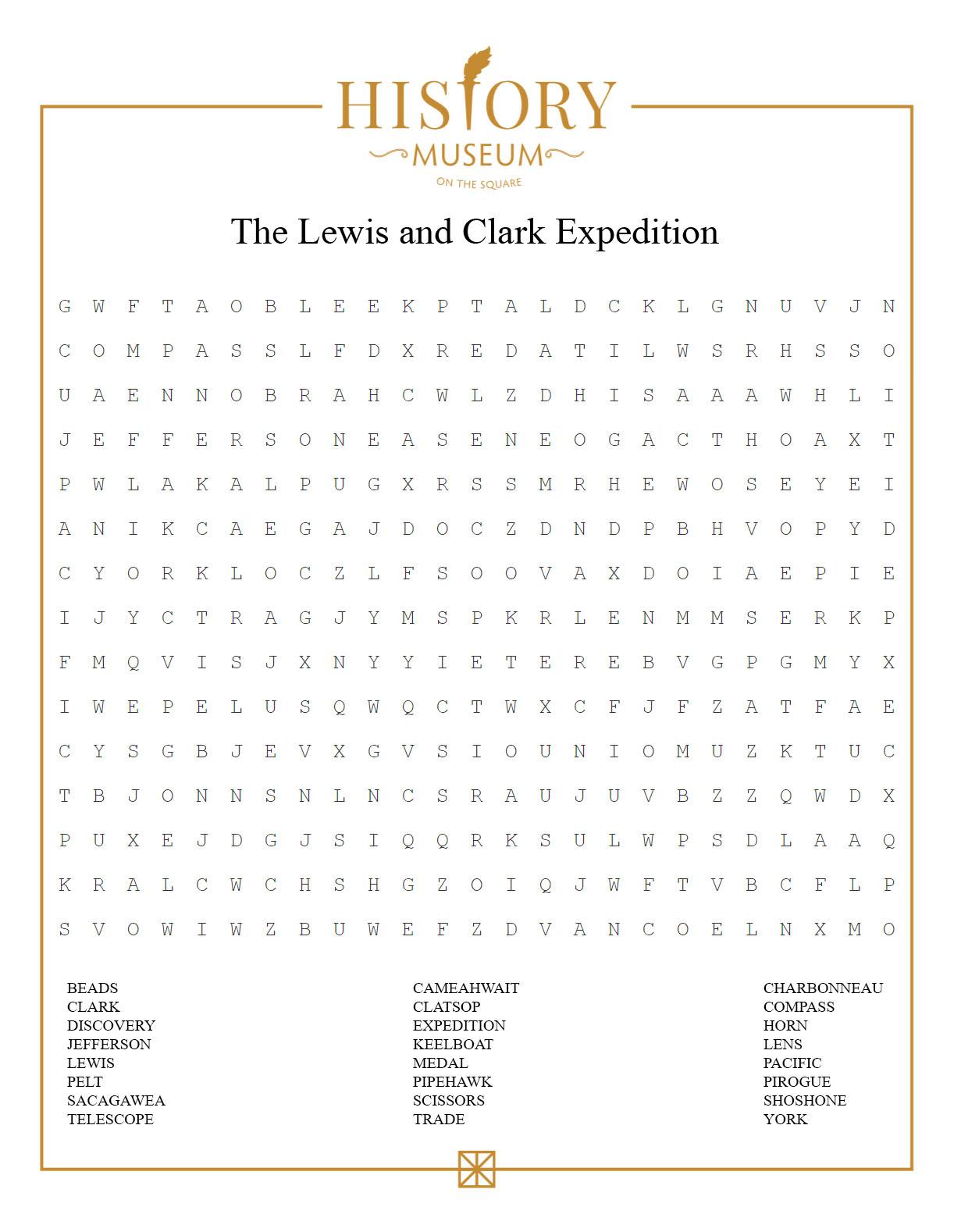 Lewis and Clark Word Search